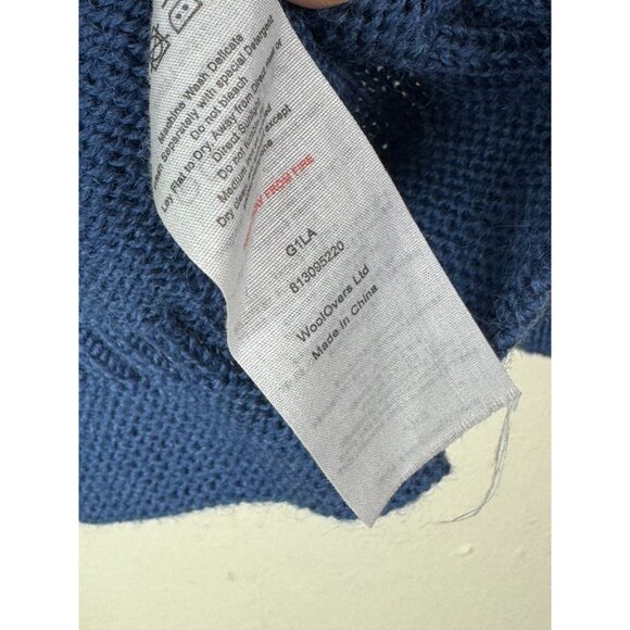 WoolOvers Blue 100% Wool Crewneck Sweater Long Sleeve Knit Womens Size Blue - Picture 13 of 15